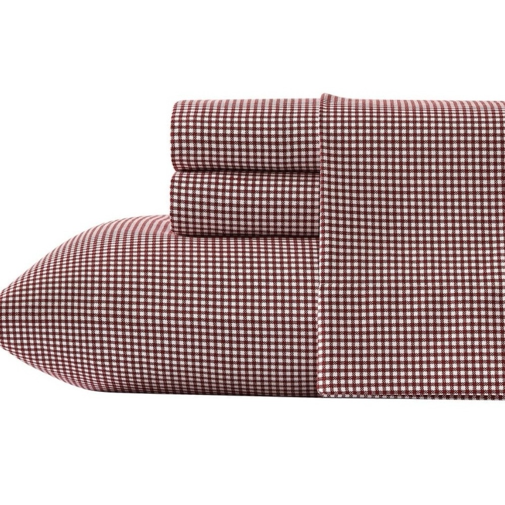 Nautica Red and White Checkered Sheet Set
